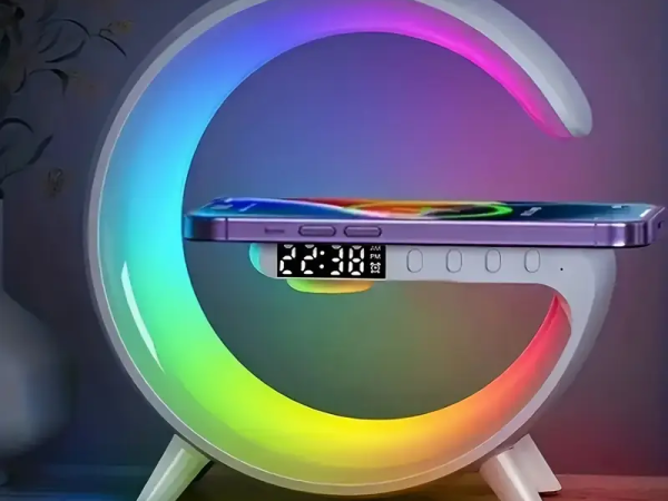 Multi-Function Vibrant Wake-Up Table Lamp | Night Lights with Speaker, Sunrise Alarm, RGB Rhythm Light, Fast Charging, and Color-Changing Ambiance - Perfect Gift for Christmas, Halloween, and Bedrooms